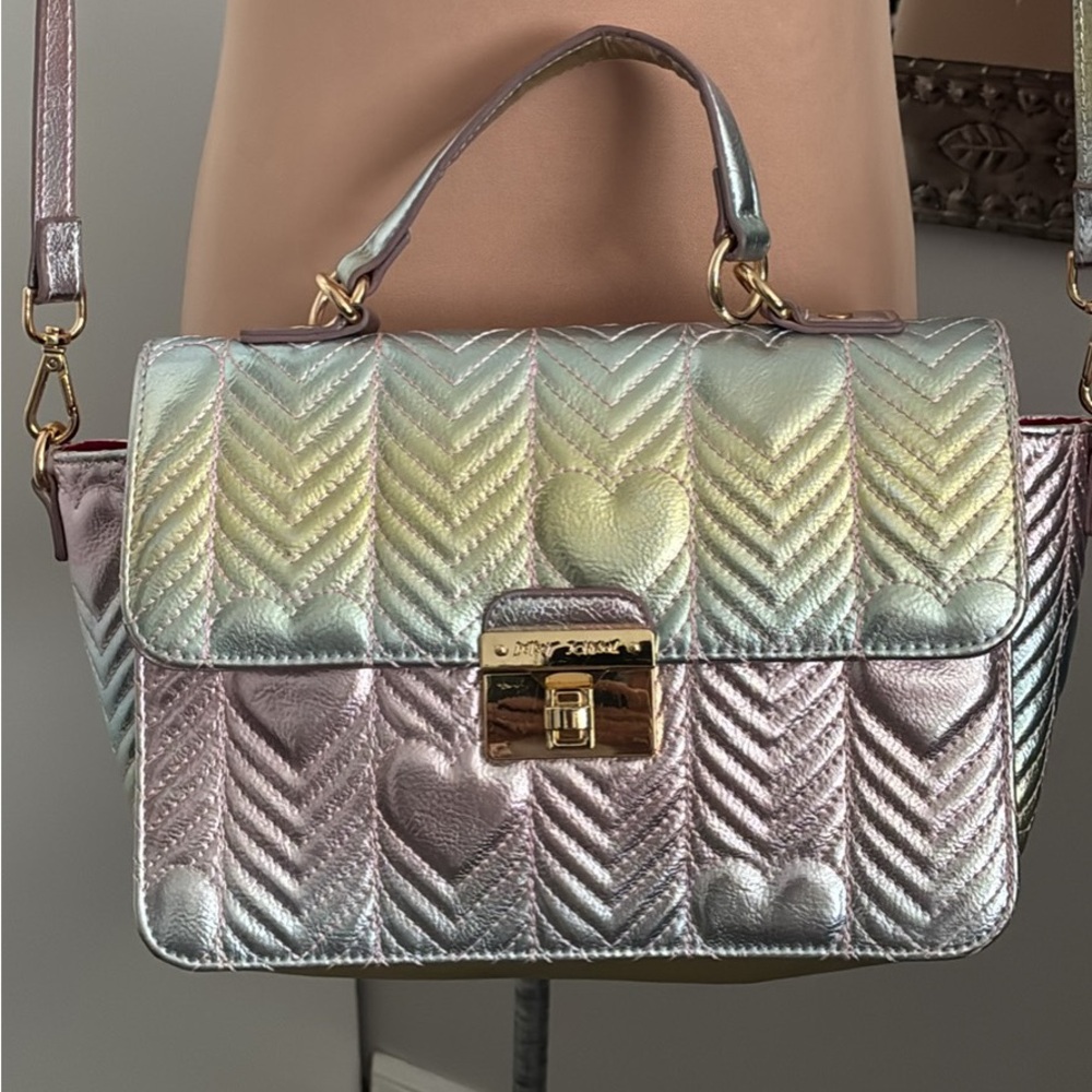 Betsey Johnson Iridescent Quilted Crossbody Bag or tote - Picture 2 of 6